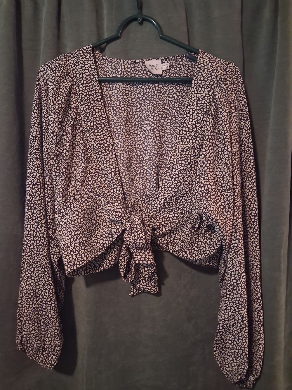 Princess Polly Tan and Black Tie-Front Printed Blouse